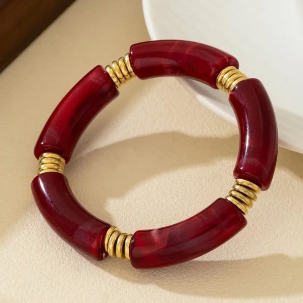 Tube armband - bordeaux / goud