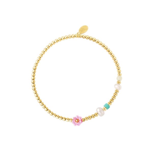 Armband bloem - roze