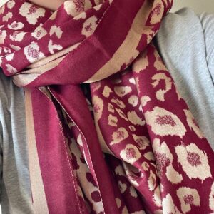 Sjaal panter - bordeaux rood