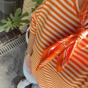 Sweatstof truitje - ecru/oranje