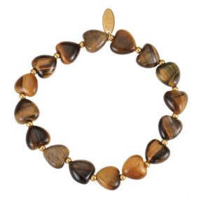 Armband luxe hart - tijgeroog bruin